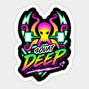 Squat Deep Kraken Retro Neon Synthwave 80s 90s Sticker